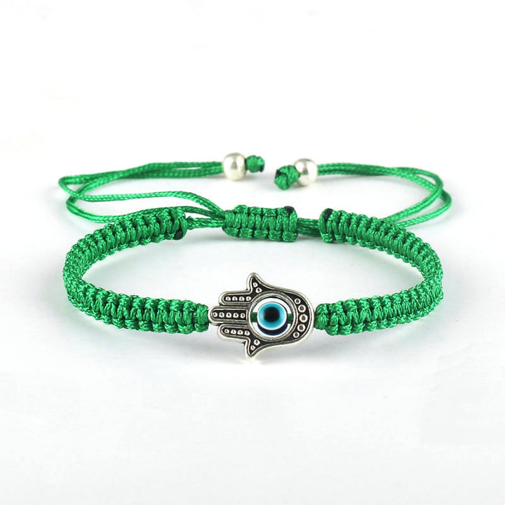 Buddha Stones Handmade Hamsa Symbol Protection Luck String Bracelet - Green(Bracelet Size 16-24cm) - image 3