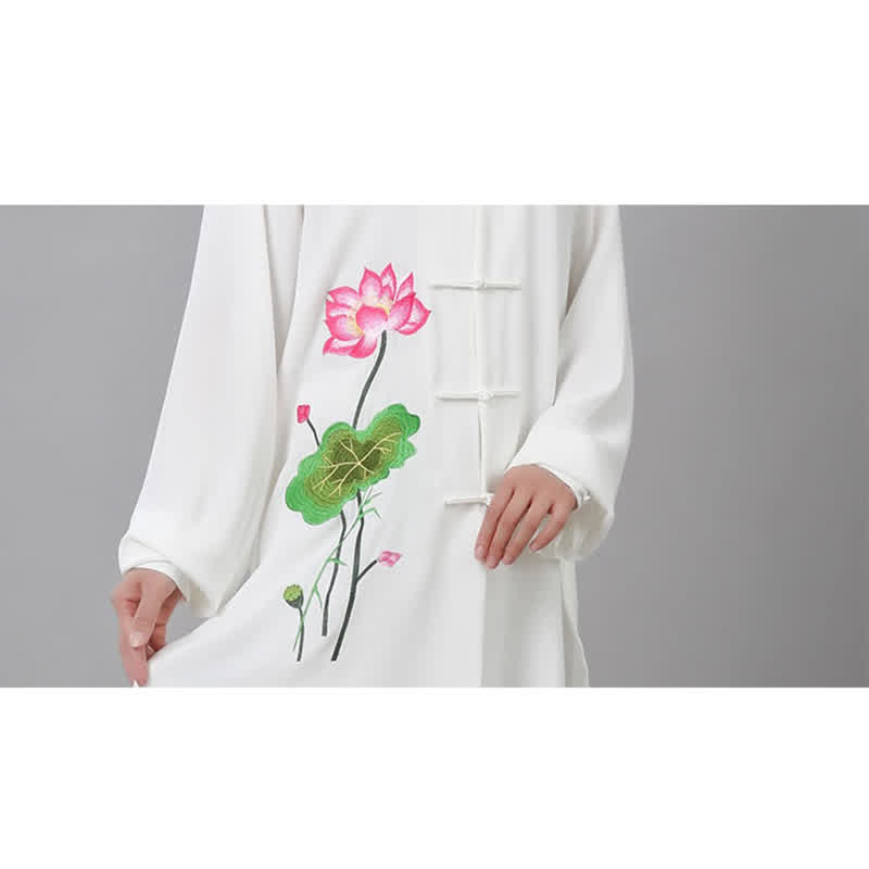 Buddha Stones Lotus Flower Leaf Pattern Tai Chi Meditation Prayer Spiritual Zen Practice Clothing Women's Set - image 18
