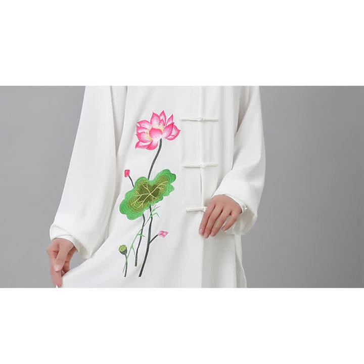 Buddha Stones Lotus Flower Leaf Pattern Tai Chi Meditation Prayer Spiritual Zen Practice Clothing Women's Set - image 18