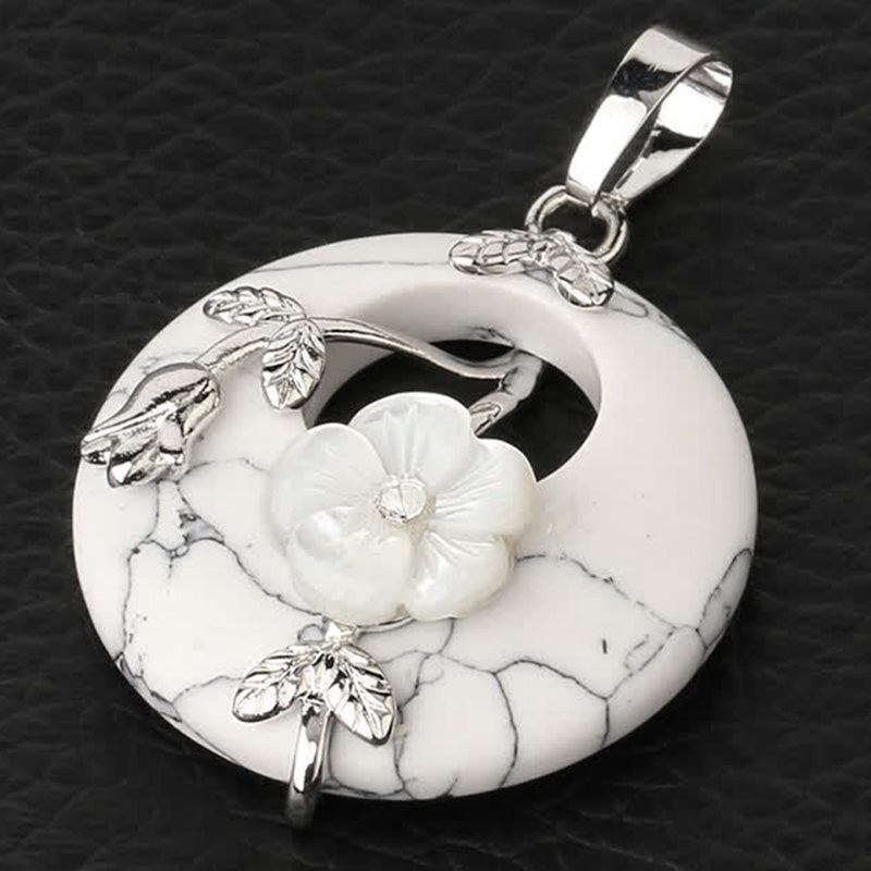 Buddha Stones Various Crystal Amethyst Green Aventurine Flower Healing Necklace Pendant - Howlite - image 34