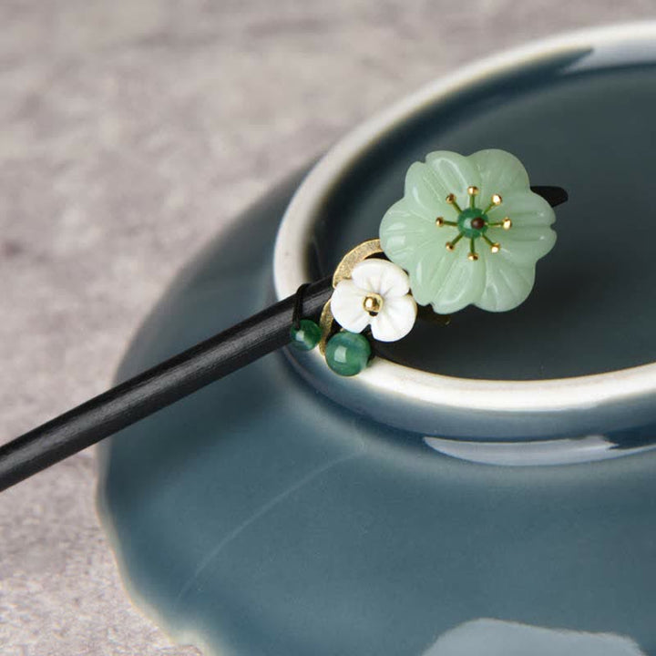Buddha Stones Green Aventurine Flower Agate Positivity Hairpin Decoration - image 6