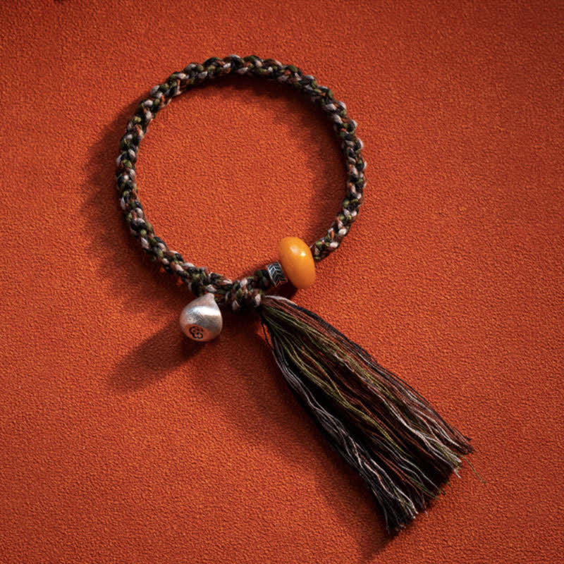 Buddha Stones 990 Sterling Silver Tibetan Handmade Amber Steelyard Weight Wish Protection Bracelet - image 8