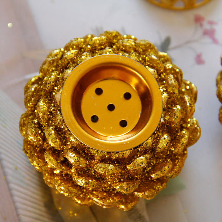 Gold Pine Cone Pattern Spiritual Rituals Mini Incense Burner Home Tabletop Decor - image 13