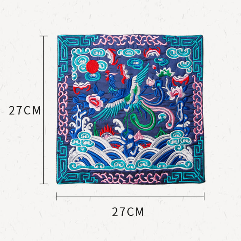 Buddha Stones Phoenix Dragon Kirin Embroidery Cup Mat Pad Tea Cup Coaster Kung Fu Tea Mat - image 9