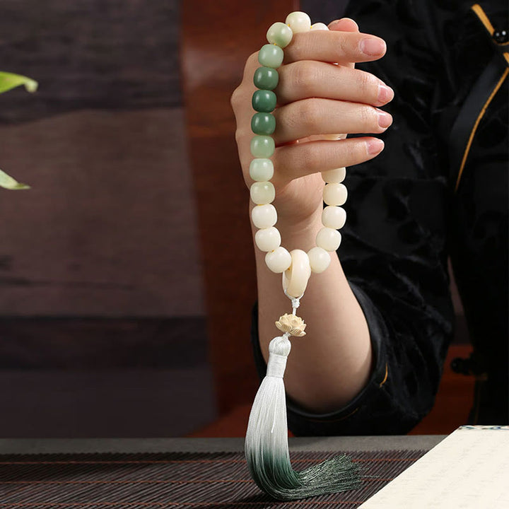 Buddha Stones Natural Gradient Bodhi Seed Fortune Money Bag Lotus Wisdom Tassel Wrist Mala - image 12