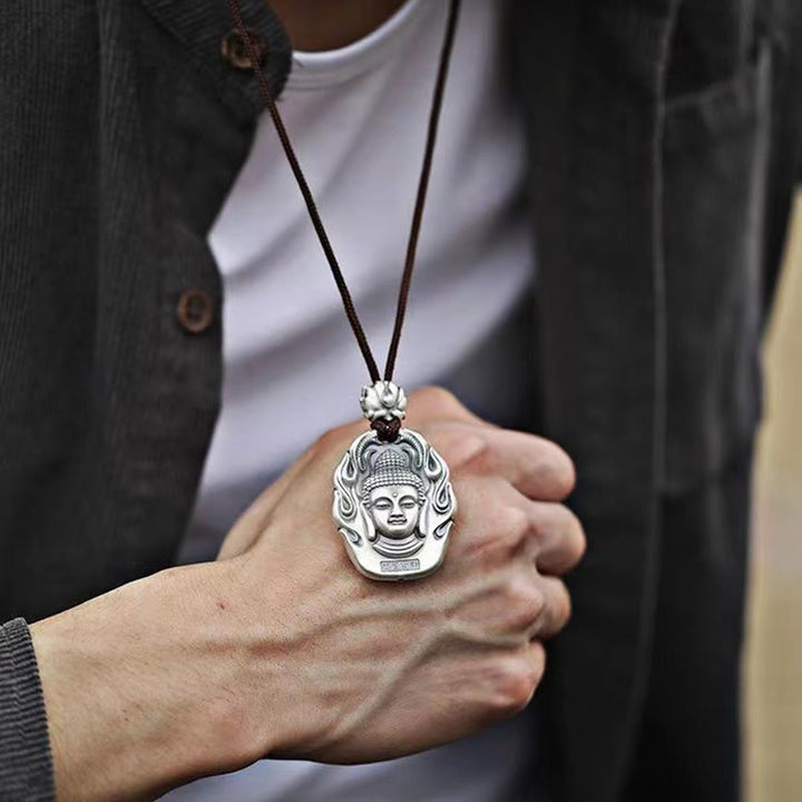 Buddha Stones Chinese Zodiac Natal Buddha Om Mani Padme Hum Lotus Compassion Necklace Pendant - image 4