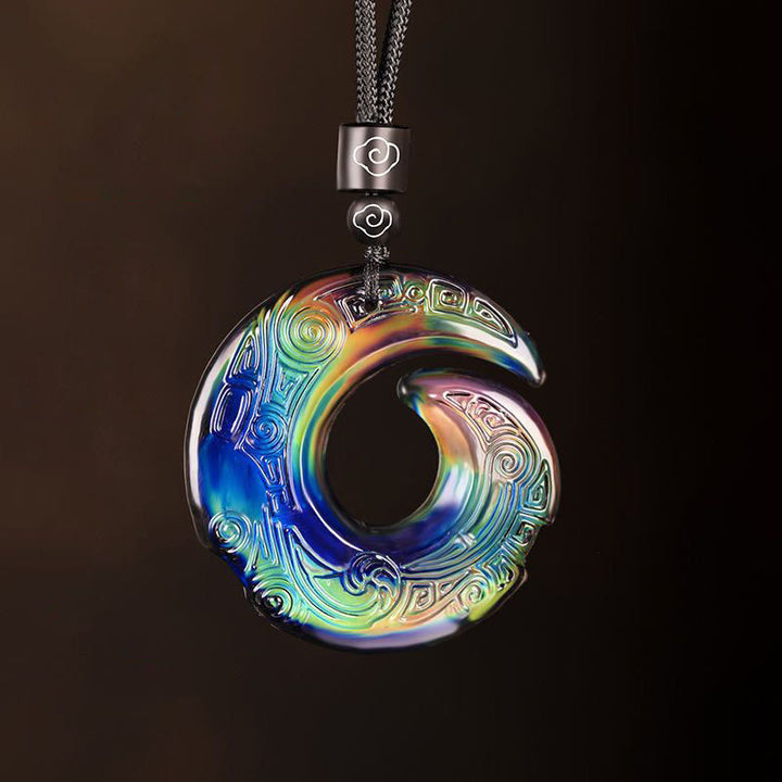 Color-Changing One's Luck Improves Design Pattern Liuli Crystal Necklace Pendant - Color-Changing Pendant+Auspicious Cloud Rope - image 0