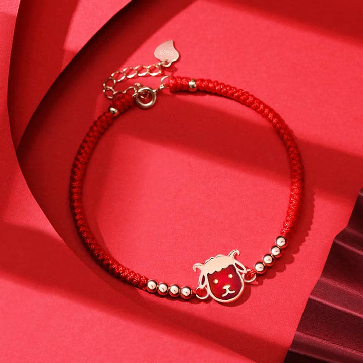 Buddha Stones 925 Sterling Silver Chinese Zodiac Luck Faith Discolor Red String Bracelet - Goat(Wrist Circumference 15-18cm) - image 15