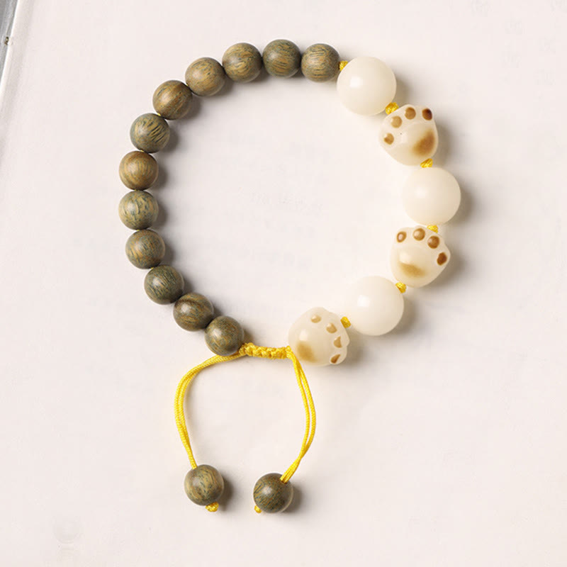 Buddha Stones Natural Green Sandalwood Bodhi Seed Cat Paw Claw Cure Bracelet - image 5
