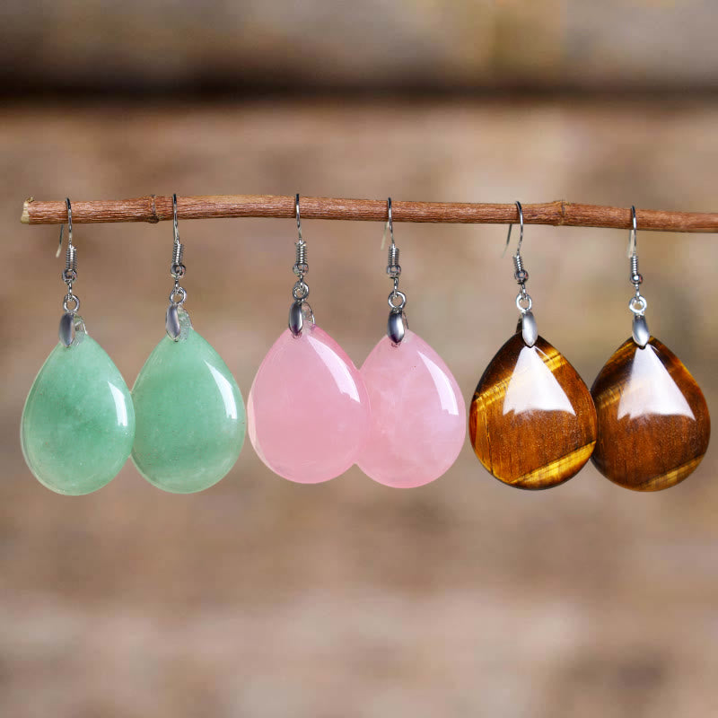 Buddha Stones Natural Aventurine Dangle Healing Drop Earrings - image 4