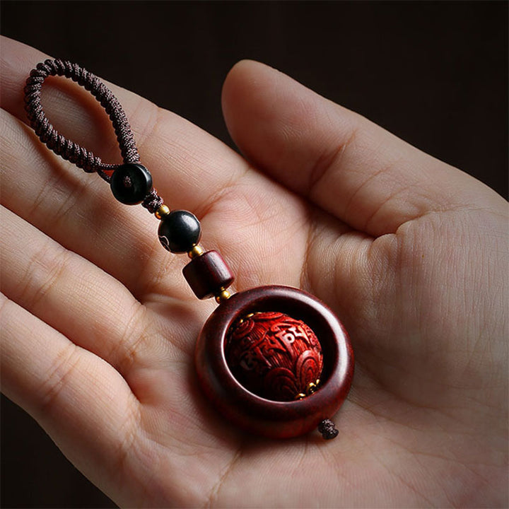 Buddha Stones Tibetan Small Leaf Red Sandalwood Ebony Luck Protection Rotation Decoration - image 3