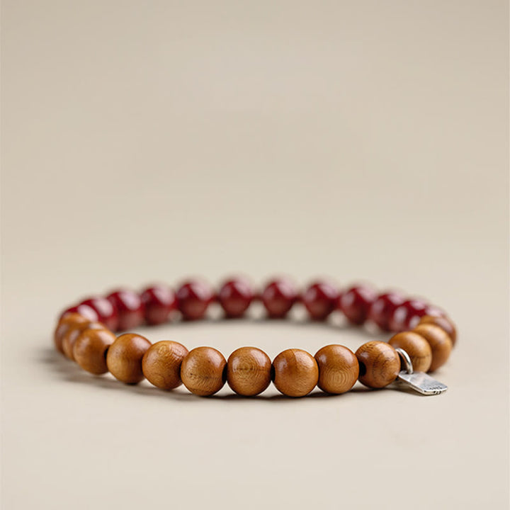 Buddha Stones 925 Sterling Silver Peach Wood Cinnabar Ward Off Evil Spirits Bracelet - image 7
