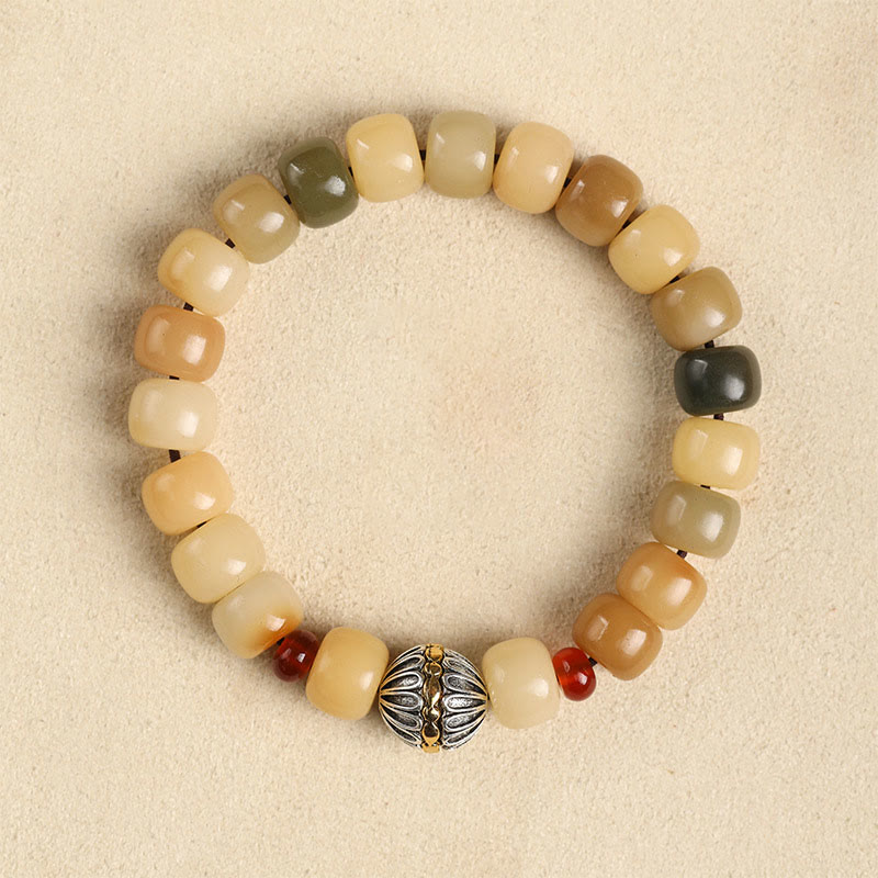 Buddha Stones Natural Bodhi Seed The Lord of the Corpse Forest Om Mani Padme Hum Wisdom Bracelet - Bodhi Seed&Cosmos Flower - image 15