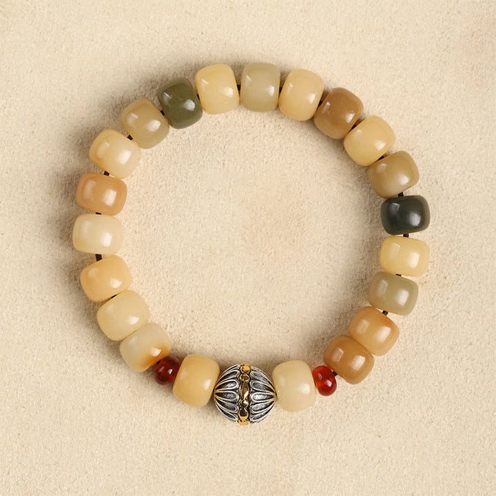 Buddha Stones Natural Bodhi Seed The Lord of the Corpse Forest Om Mani Padme Hum Wisdom Bracelet - Bodhi Seed&Cosmos Flower - image 15