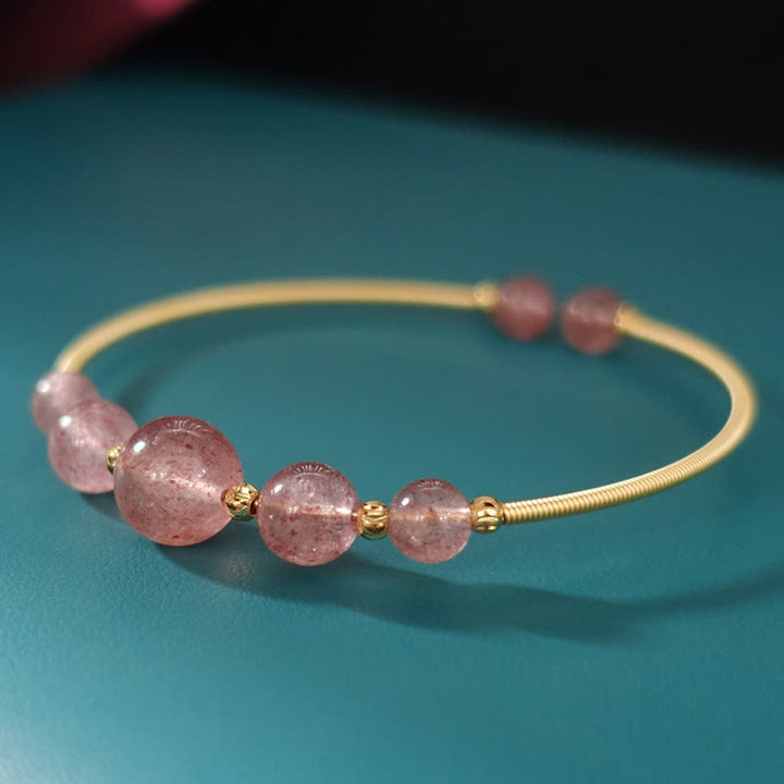 Buddha Stones Natural Strawberry Quartz Love Healing Bracelet Bangle - image 4