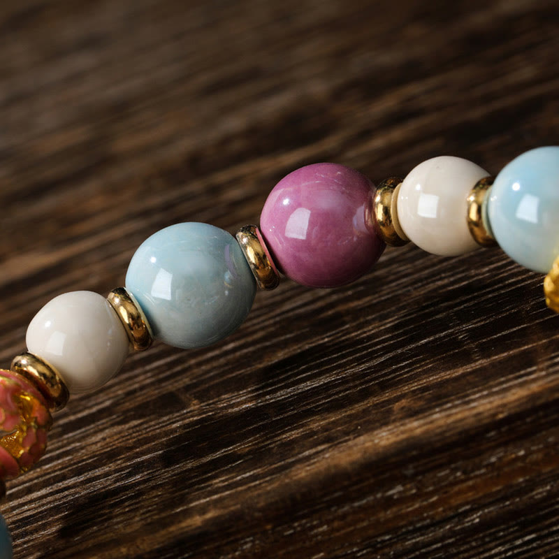 Buddha Stones Tibetan Zakiram Goddess of Wealth Rabbit Lion Head Charm Liuli Glass Incense Ash Porcelain Bead Protection Bracelet - image 8