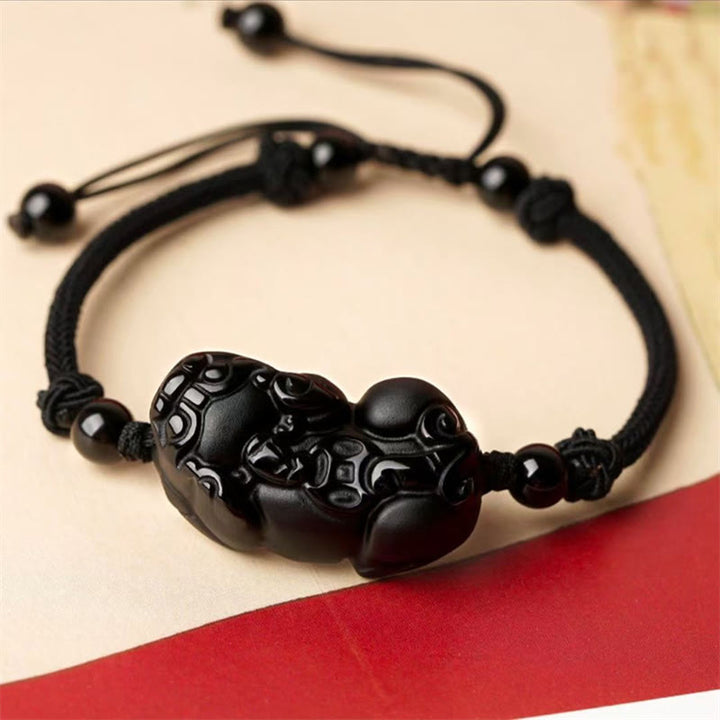 Buddha Stones Natural Obsidian Amethyst Citrine PiXiu Cooper Coin Wealth Bracelet - image 6