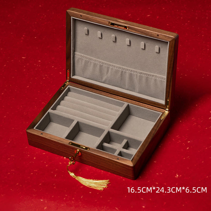 Vintage Handmade Black Walnut Wood Jewelry Storage Box Wooden Gift Box - Black Walnut Wood 16.5*24.3*6.5cm - image 25