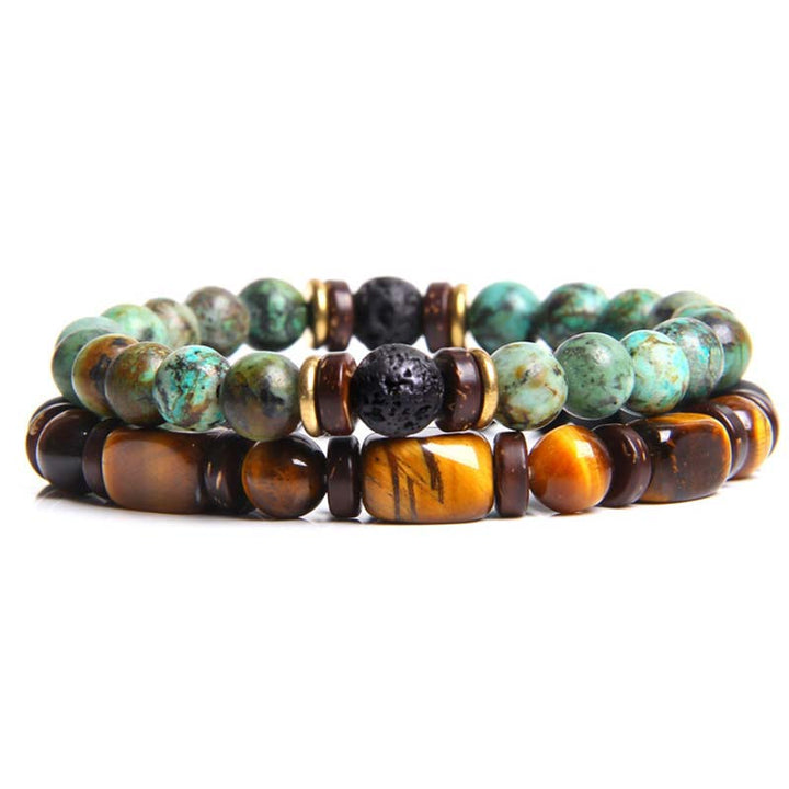 Buddha Stones 2PCS Healing Crystal Emperor Stone Tiger Eye Bead Bracelet - Turquoise - image 20