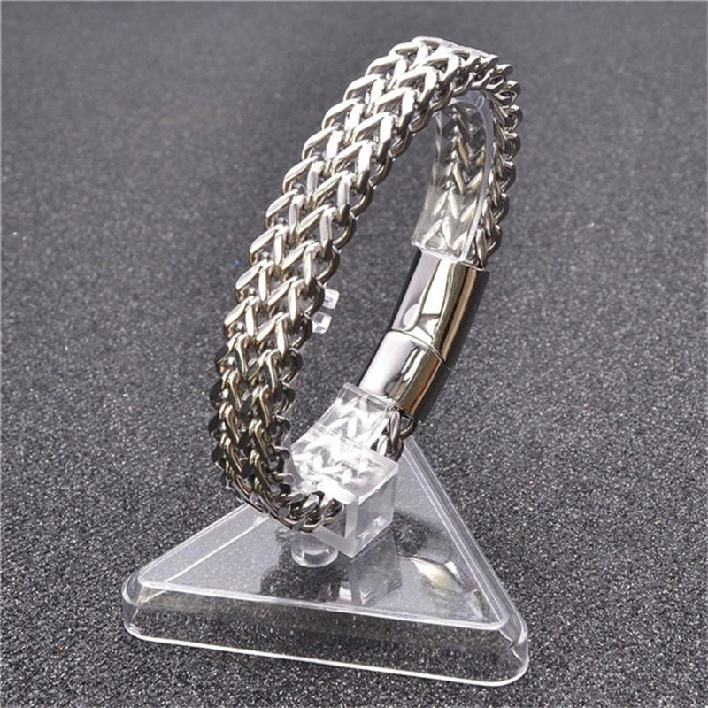 Buddha Stones Fish Scale Magnetic Buckle Titanium Steel Balance Bracelet Bangle - image 2