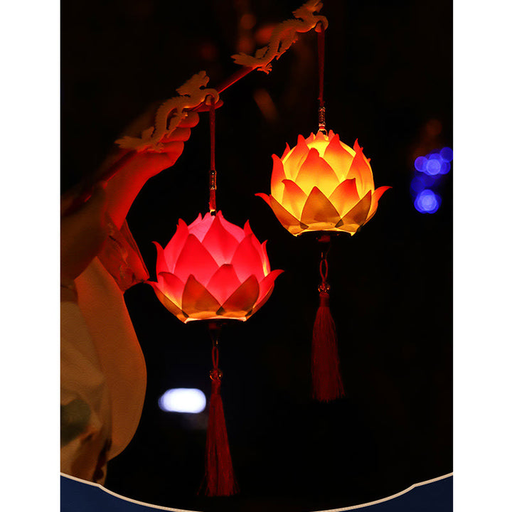 Buddha Stones DIY Lotus Flower Dragon Lantern Tassel Lamp Decoration - image 10