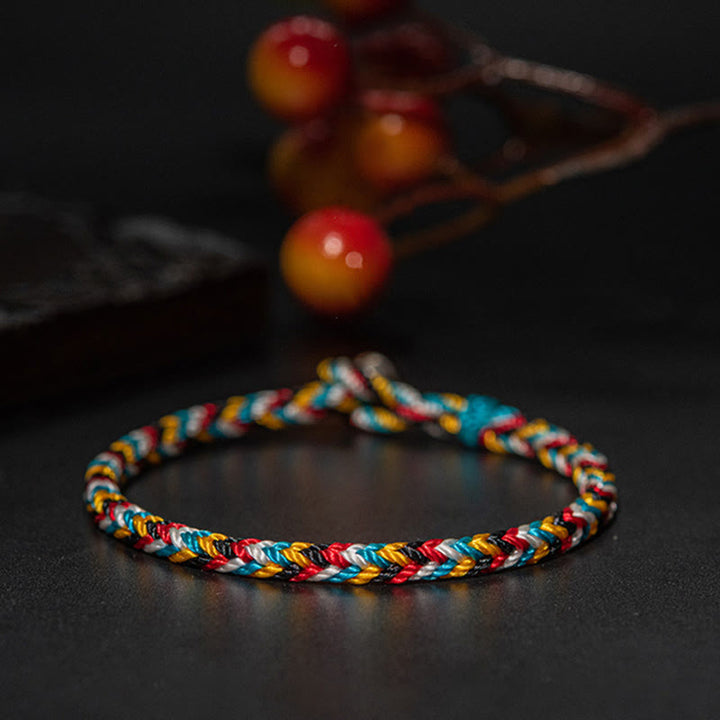 Buddha Stones Tibet Handmade Five Color Thread Protection Braid String Bracelet - image 8