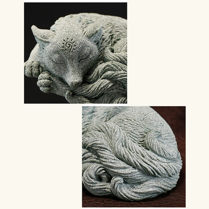 Buddha Stones Small Nine Tailed Fox Protection Home Tea Pet Figurine Decoration - image 9