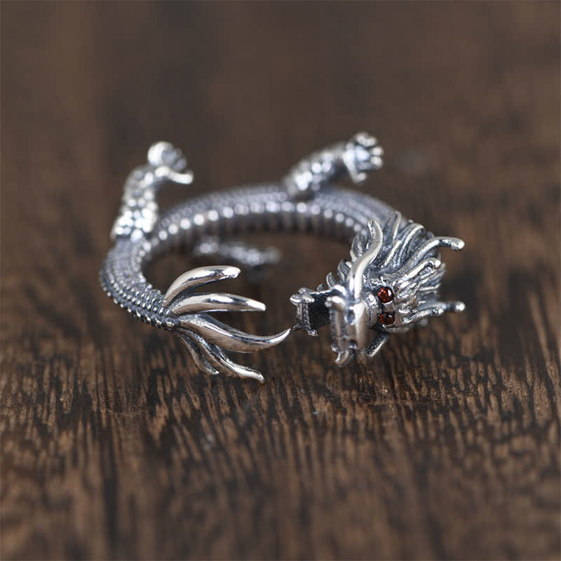 Buddha Stones 925 Sterling Silver Dragon Luck Protection Ring - image 11