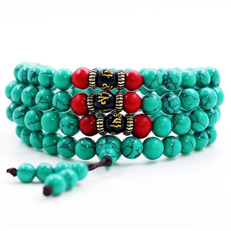 Buddha Stones Tibetan Turquoise Purification Necklace Mala - 8mm - image 0