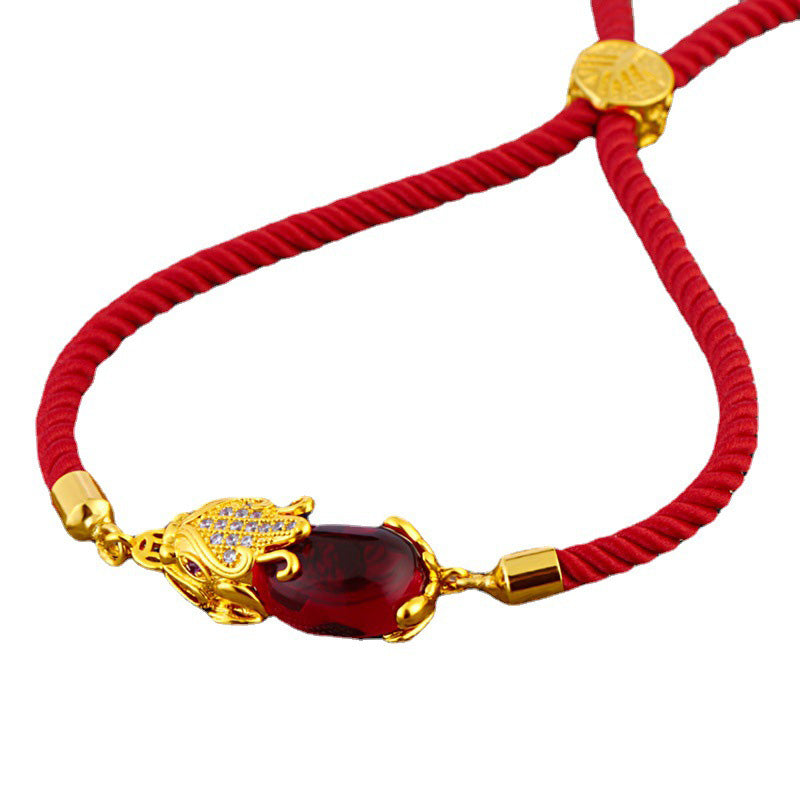 Buddha Stones Wealth Attractor Red Agate Pixiu Red String Bracelet - image 2