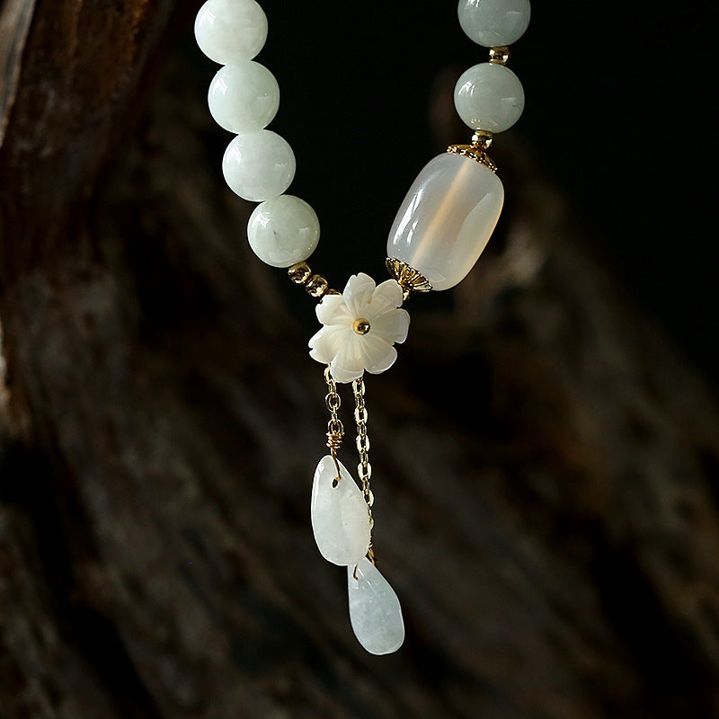 Buddha Stones "Hoping for Purity and Peace"Natural White Jade Bracelet Includes Gift Message Card - image 5
