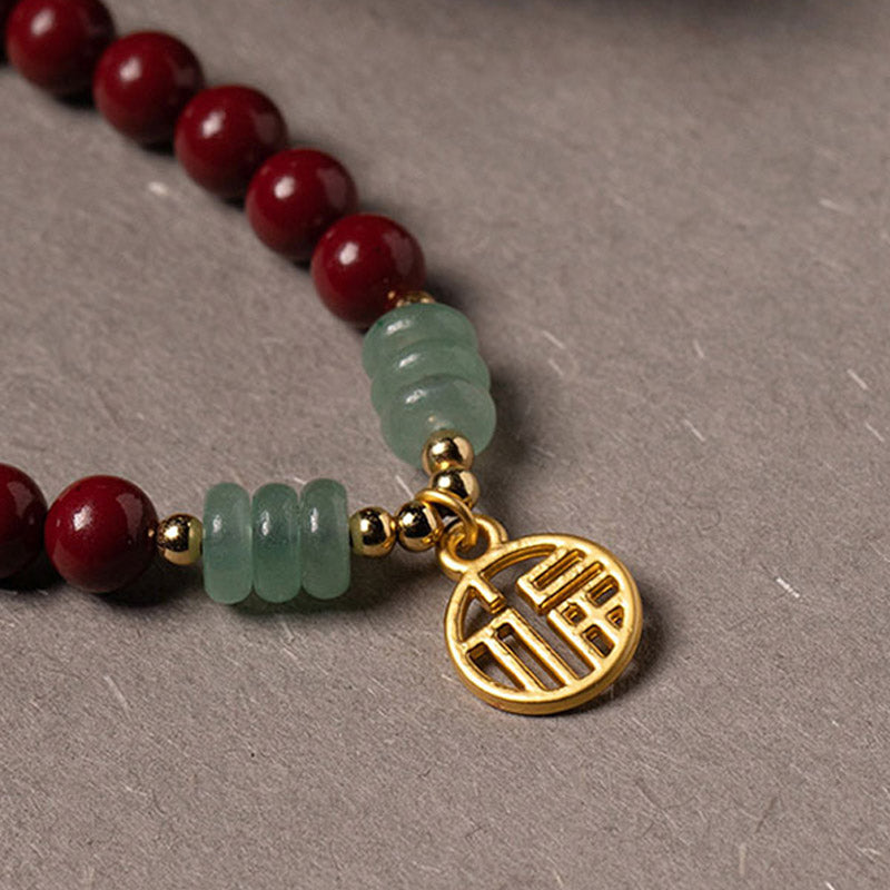 Buddha Stones Cinnabar Green Aventurine Luck Blessing Bracelet - image 7
