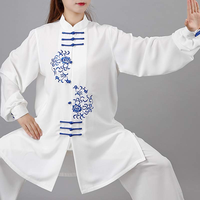 Buddha Stones Flower Embroidery Meditation Prayer Spiritual Zen Tai Chi Qigong Practice Unisex Clothing Set - image 2