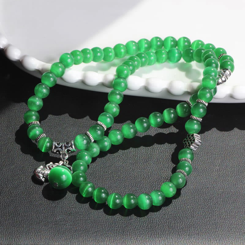 Buddha Stones Cat Eye PiXiu Support Triple Wrap Bracelet - image 9