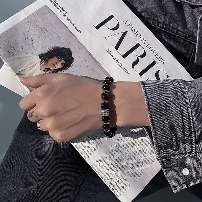 Buddha Stones Natural Black Obsidian Tiger Eye Strength Fulfillment Bracelet - image 16