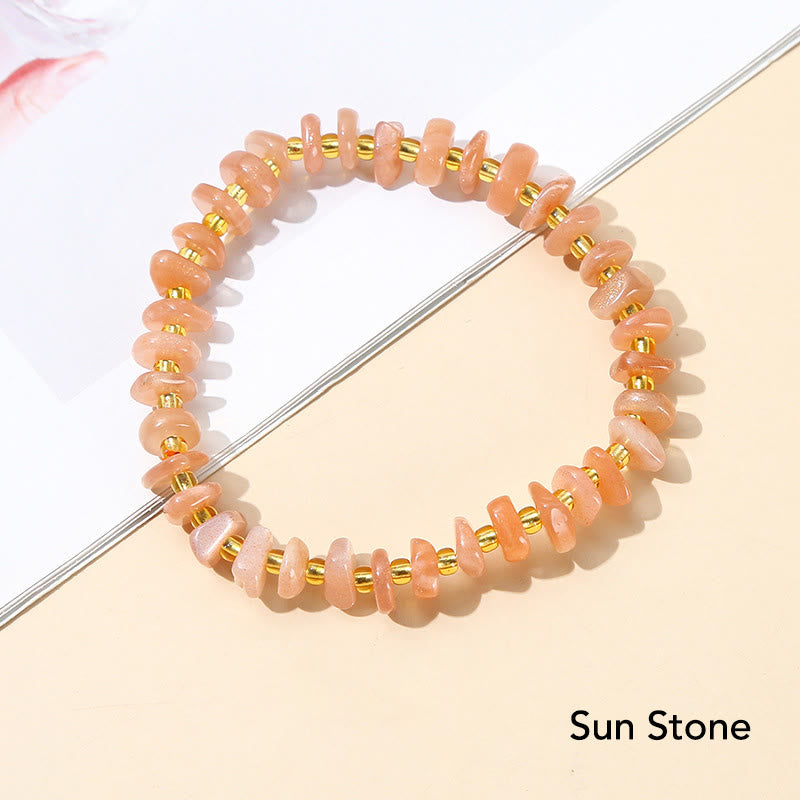 Buddha Stones Natural Irregular Shape Stone Crystal Meditation Balance Bracelet - Sun Stone - image 20