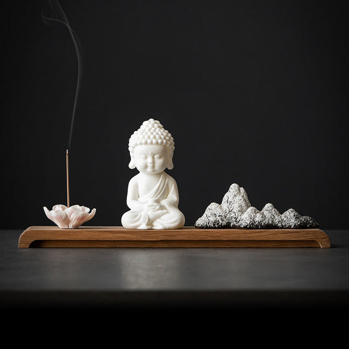 Buddha Stones Lotus Flower Tathagata Kwan Yin Avalokitesvara Ksitigarbha Meditation Ceramic Stick Incense Burner Decoration - image 2