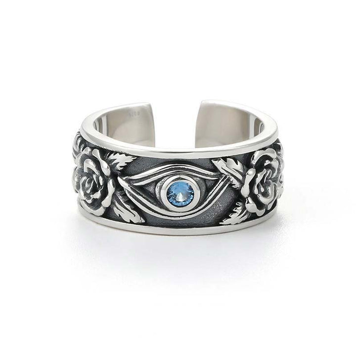 Buddha Stones Eye Of Horus Crystal Protection Adjustable Ring - US8，UK/AU Q，EU 57mm，IT 17，JP 16 - image 8