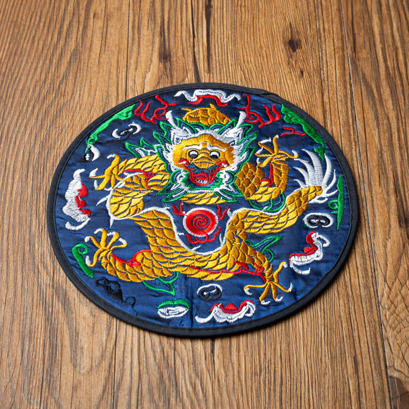Buddha Stones Dragon Embroidery Cup Mat Pad Tea Cup Coaster Kung Fu Tea Mat - Blue Dragon - image 10