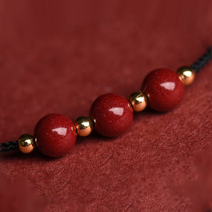 Buddha Stones Natural Lucky Cinnabar Bead Blessing String Bracelet Anklet - image 25