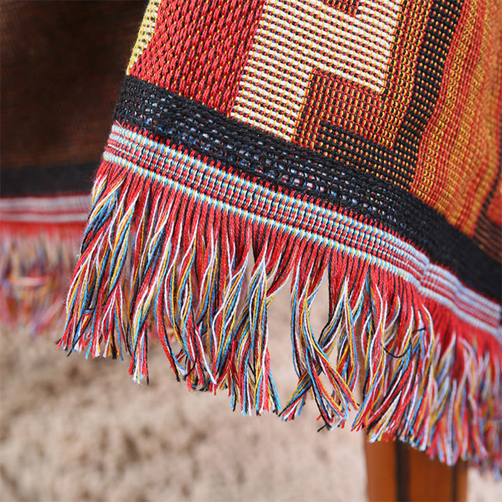 Buddha Stones Tibetan Geometric Hand-Dyed Craftsman Blanket - image 4