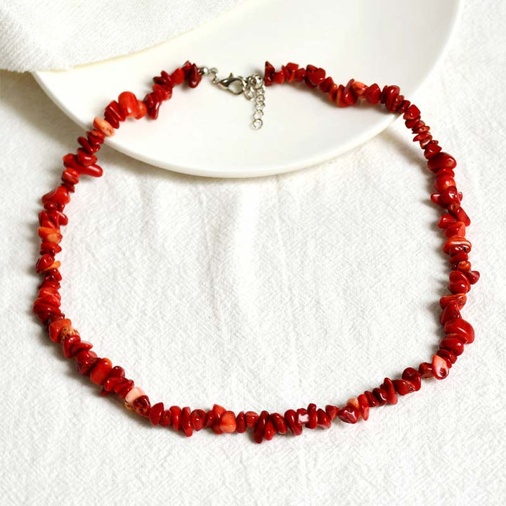 Buddha Stones Natural Crystal Stone Luck Necklace - Red Coral - image 11