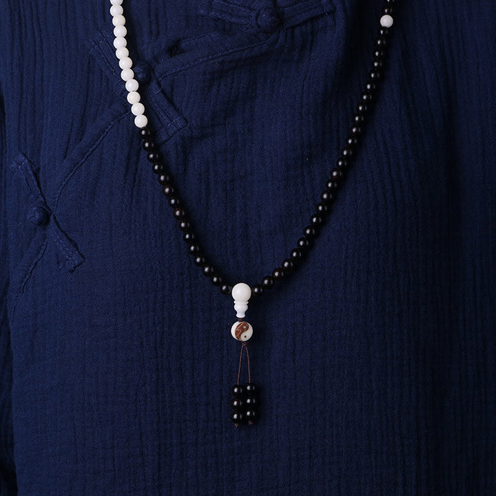 Buddha Stones Ebony YinYang Protection Necklace Mala - image 3