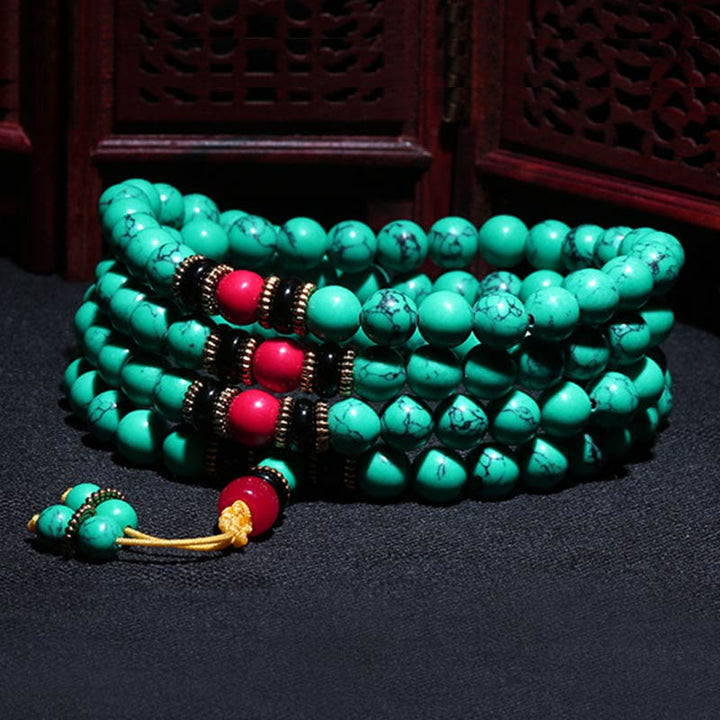 Buddha Stones Tibetan Turquoise Healing Mala Bracelet - image 6
