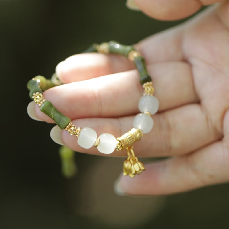 Buddha Stones Green Bamboo Jade Lily of the Valley Wealth Bracelet - image 3
