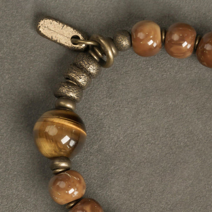 Buddha Stones Kuka Seed Tiger Eye Gold Sheen Obsidian Brass Copper Wealth Luck Bracelet - image 11