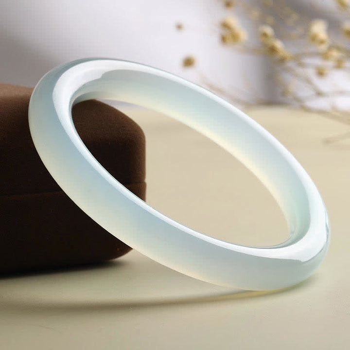 Buddha Stones Natural Aquamarine Blessing Serenity Bangle Bracelet - 61-62mm - image 0