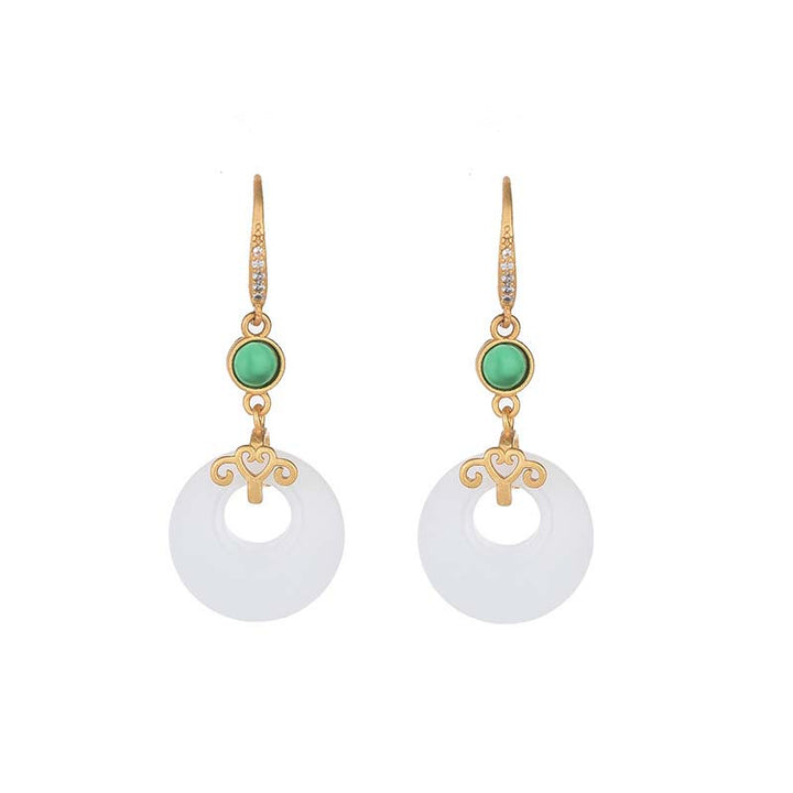FengShui White Jade Blessing Drop Earrings - image 18