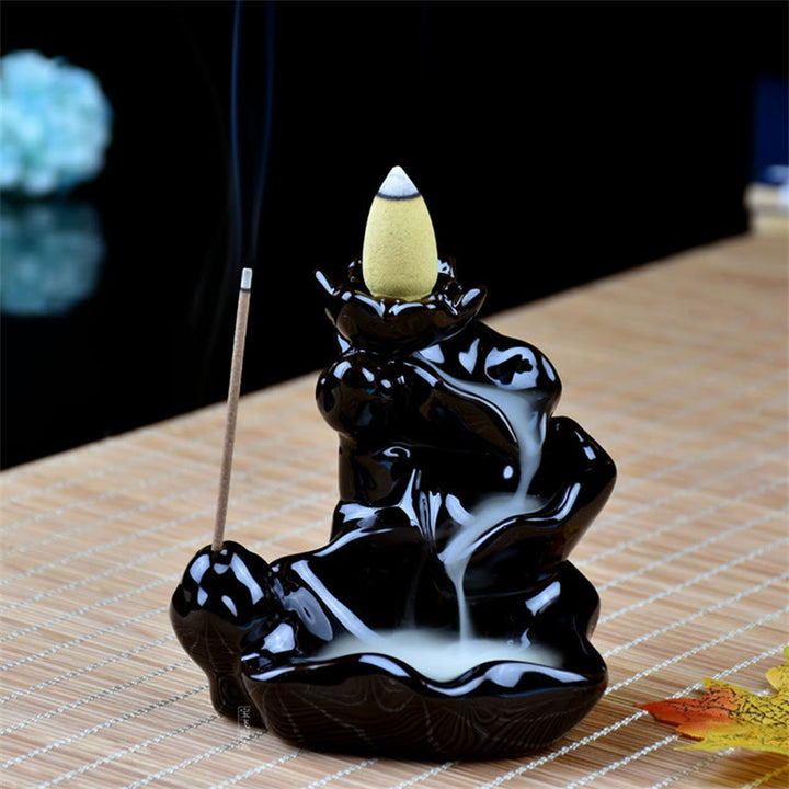 Handcrafted Waterfall Incense Holder Backflow Cone Ceramic Burner - image 4
