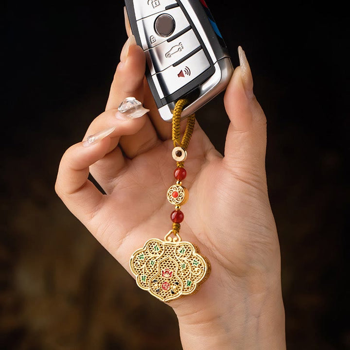 Buddha Stones Lock of Good Wishes Fu Character Luck Blessing Key Chain - image 9